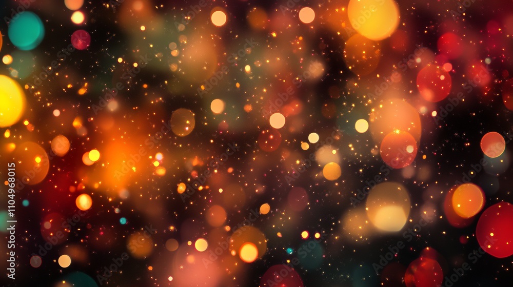 Poster festive new year’s background with vibrant fireworks display and glittering abstract bokeh lights, c