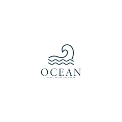 ocean wave sunset vector logo icon symbol design illustration minimalist