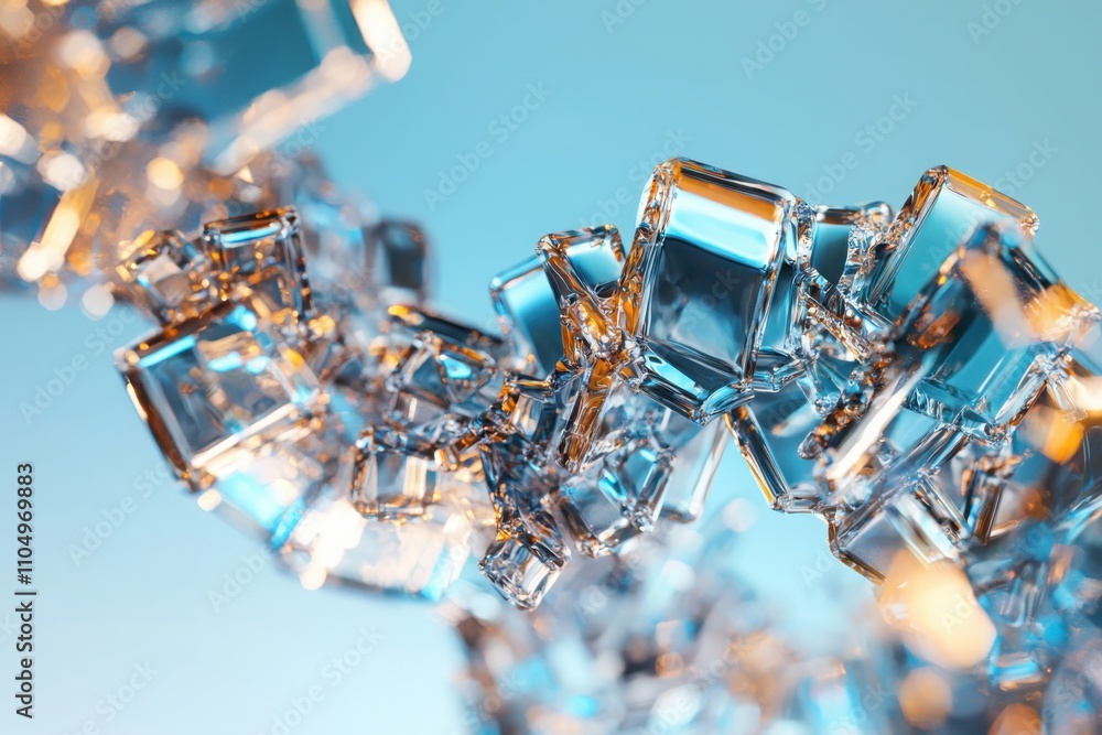 Poster nanobots creating vibrant microscopic landscapes self-assembling metallic and electric structures in