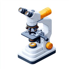 Fototapeta premium Cartoon-Style Isometric Microscope Icon on Isolated White Background