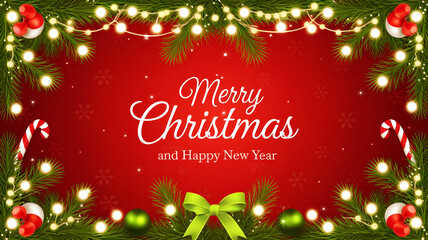 Gradient Christmas Background with Festive Tinsel