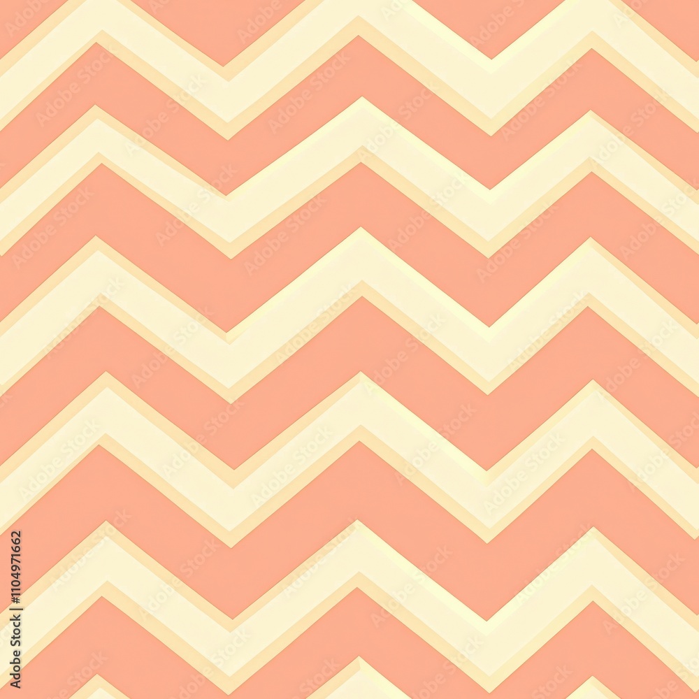 Poster a soft, peachy zigzag pattern featuring alternating cream-colored chevrons, creating a stylish and m