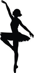 Hand drawn ballerina full body silhouette illustration