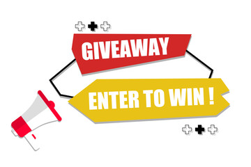 Fototapeta premium Vector banner. Megaphone with giveaway enter to win speech bubble. Loudspeaker. Banner for business, marketing. Banner design vector illustration.