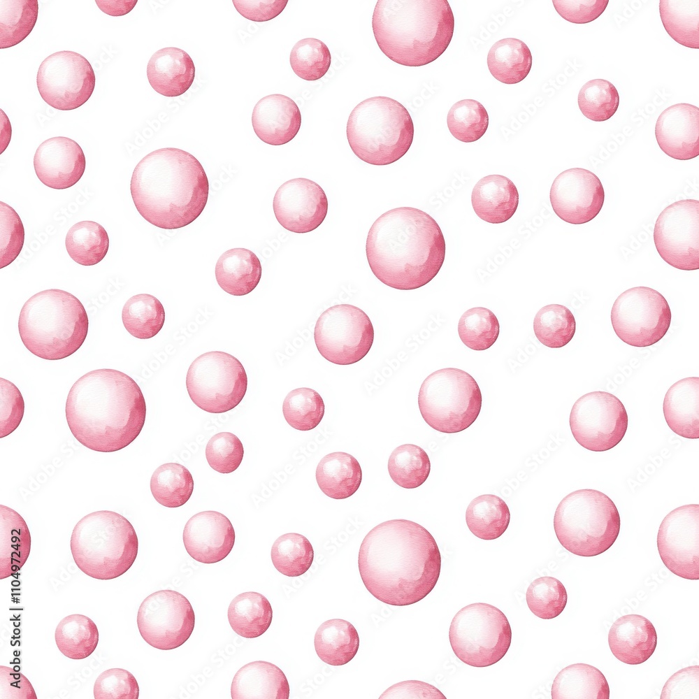 Poster a pattern of pink bubbles on a white background, creating a playful and vibrant design.