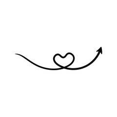 One continuous line symbolizing the heart and infinity. Concept of eternal love, friendship. Vector single line editable illustration