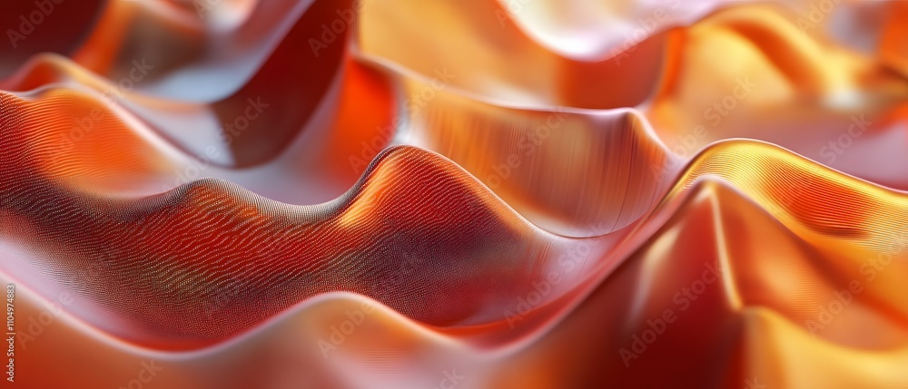 Poster an abstract image depicting flowing waves of vibrant orange fabric. the harmonious blend of colors c