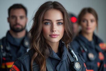 EMTs engaging in community outreach programs, isolated to emphasize their role in local healthcare.