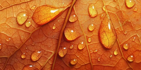 Fototapeta premium collecting on the leafs edge Shiny leaf A detai