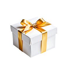 Obraz premium White Gift Box with Gold Ribbon