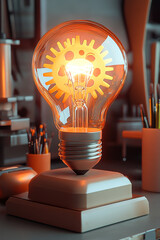 a light bulb Creativity and imagination, ideas, knowledge, and design information in technology