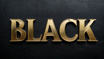 黒いレザーに金色の『BLACK』、微細な縫い目が際立つ高級感
