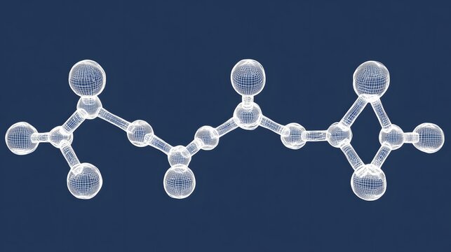 3D wireframe model of a molecule.
