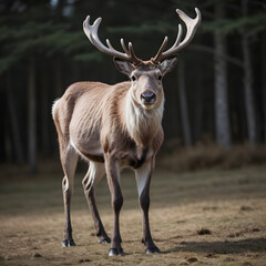 Majestic Reindeer in a Serene Forest Setting: A Breathtaking Wildlife Portrait