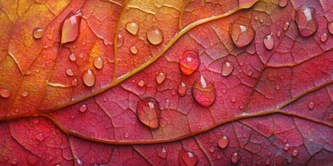 Fototapeta premium dew forming Large leaf A detailed macro shot of