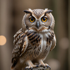 Majestic Brown Owl Portrait:  A Stunning Close-Up of a Wild Bird in its Natural Habitat