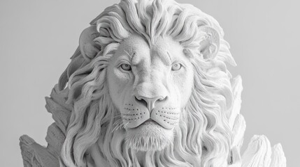 Majestic White Lion Sculpture Head and Mane