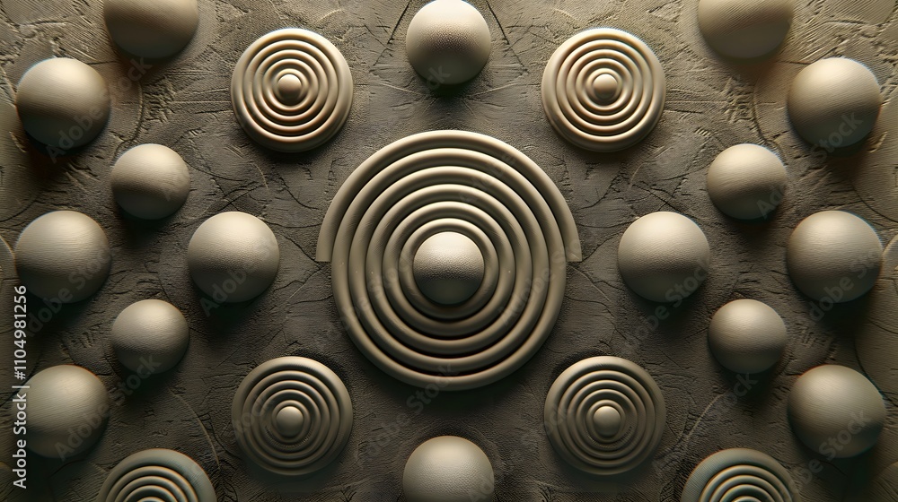 Poster abstract 3d geometric pattern on textured background.