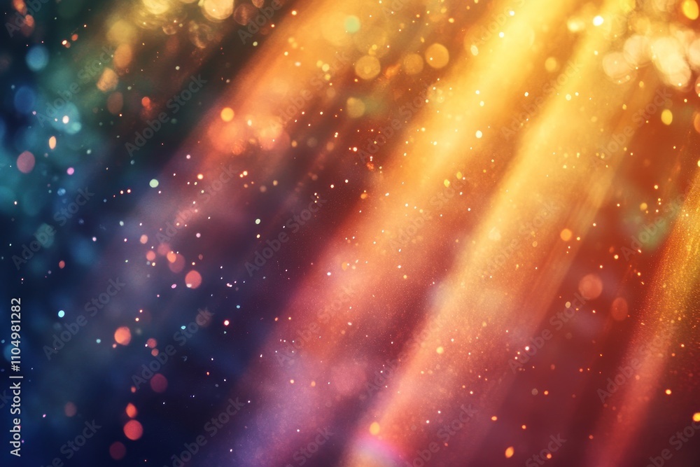 Poster abstract background with colorful light streaks and bokeh.