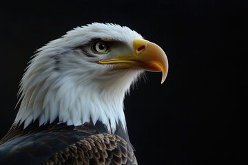 Fototapeta premium Majestic Bald Eagle Portrait Against Dark Background