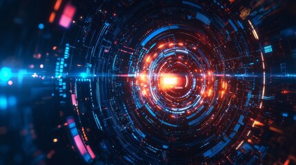 Obraz premium Artificial intelligence chipset on circuit board in futuristic concept technology artwork, orange tone