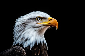 Obraz premium Majestic Bald Eagle Profile Against Dark Background