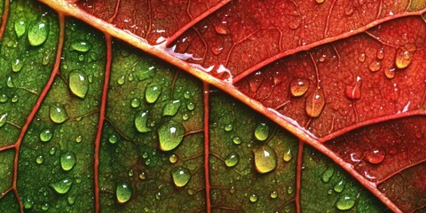 Obraz premium gathering on a leaf Curved leaf A detailed macr