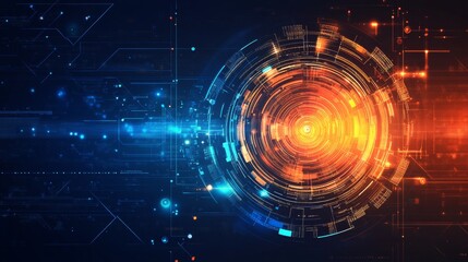 Artificial intelligence chipset on circuit board in futuristic concept technology artwork, orange tone