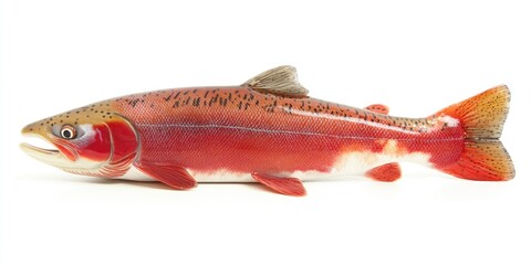 Vivid Red Salmon Fish Detailed Model Display