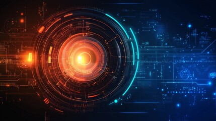Fototapeta premium Artificial intelligence chipset on circuit board in futuristic concept technology artwork, orange tone