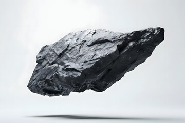 Fototapeta premium A floating black rock showcasing a modern, abstract design.