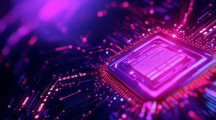 Obraz premium Artificial intelligence chipset on circuit board in futuristic concept technology artwork, orange tone