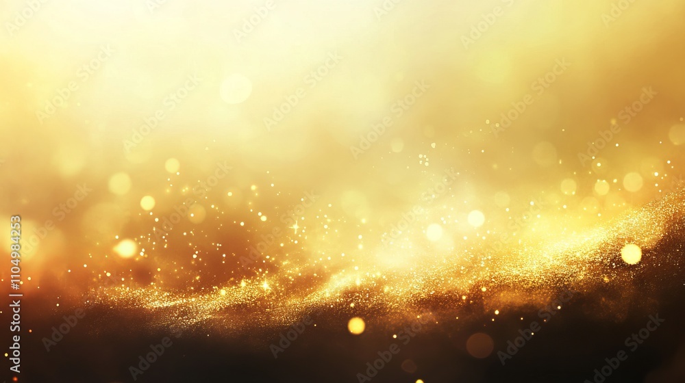 Poster mystical golden bokeh new year background featuring soft defocused light and sparkling abstract elem