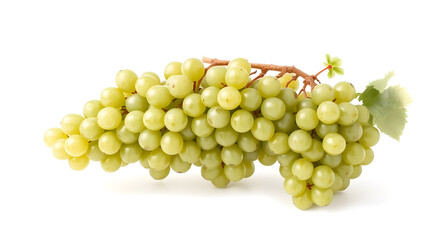 Bunch of green grapes isolated on white background.