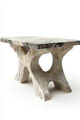Abstract stone table, unique leg design.