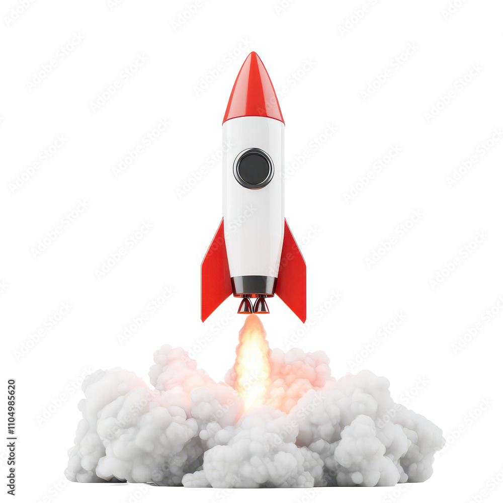 Leinwandbilder rocket launching into space, representing innovation and growth in the business, 3d rocket in space 