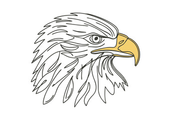 Fototapeta premium Continuous Line Art of Eagle's Head – Majestic Bird Illustration