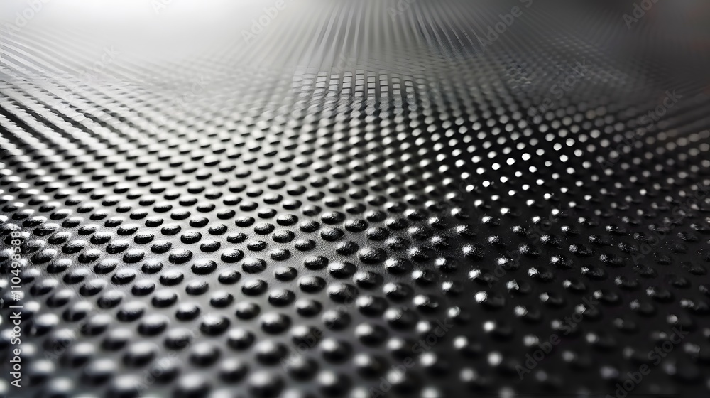 Aufkleber abstract black textured surface with repeating circular pattern, perspective view.