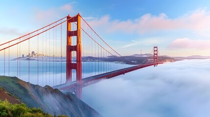 Obraz premium Golden Gate Bridge Above the Clouds in San Francisco