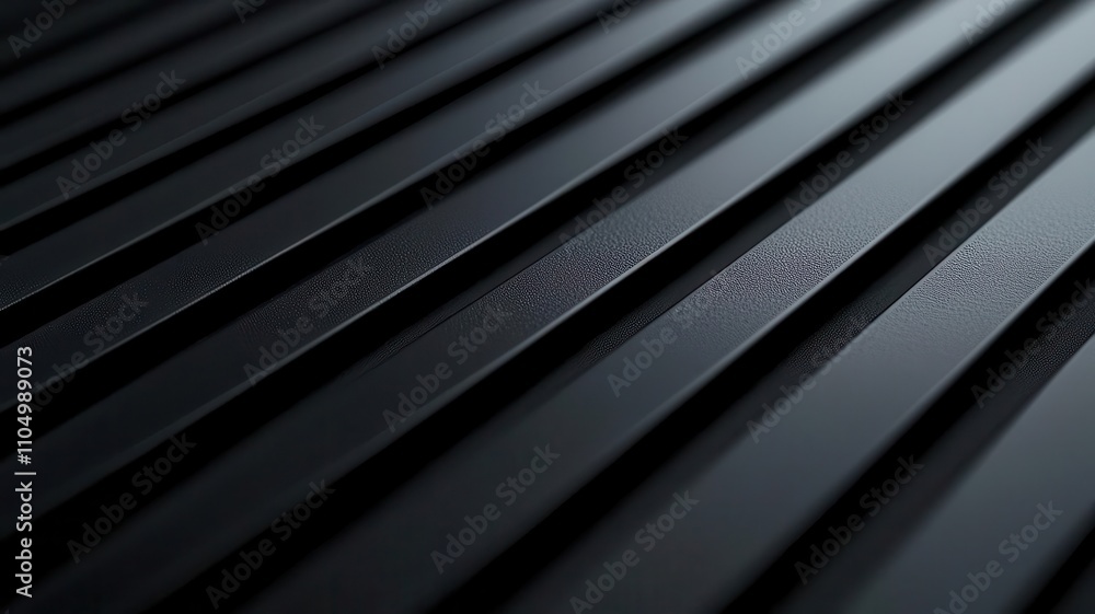 Poster a close-up of textured, parallel lines in a dark material, showcasing depth and sleek design.
