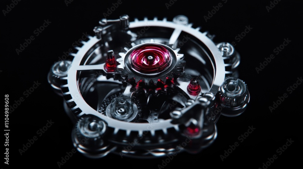 Poster intricate watch mechanism gears displayed close up