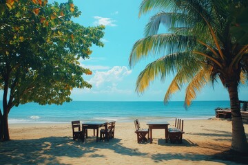 Fototapeta premium Beach Images, Serene Coastal Scenery of a Pristine Island Beach