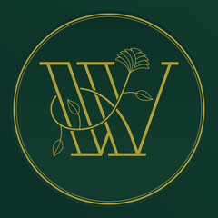 Letter W Logo with Ornamental Plants