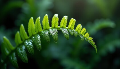 Fototapeta premium Close-up of a fern frond with water droplets