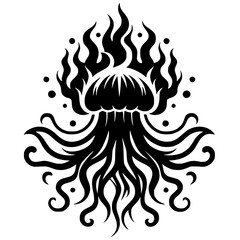 Fire jellyfish silhouette © Breck