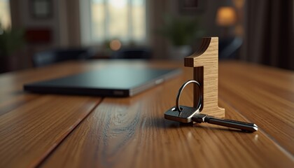 Obraz premium Wooden key rack on wooden desk