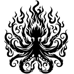 Fire octopus silhouette