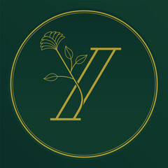 Letter Y Logo with Ornamental Plants