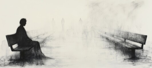 Obraz premium The Empty Bench, Avoidant Personality Disorder