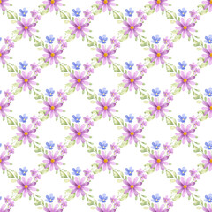 Floral background, seamless watercolor pattern with flowers. Repeat fabric wallpaper print texture. Perfectly for wrapped paper, backdrop.